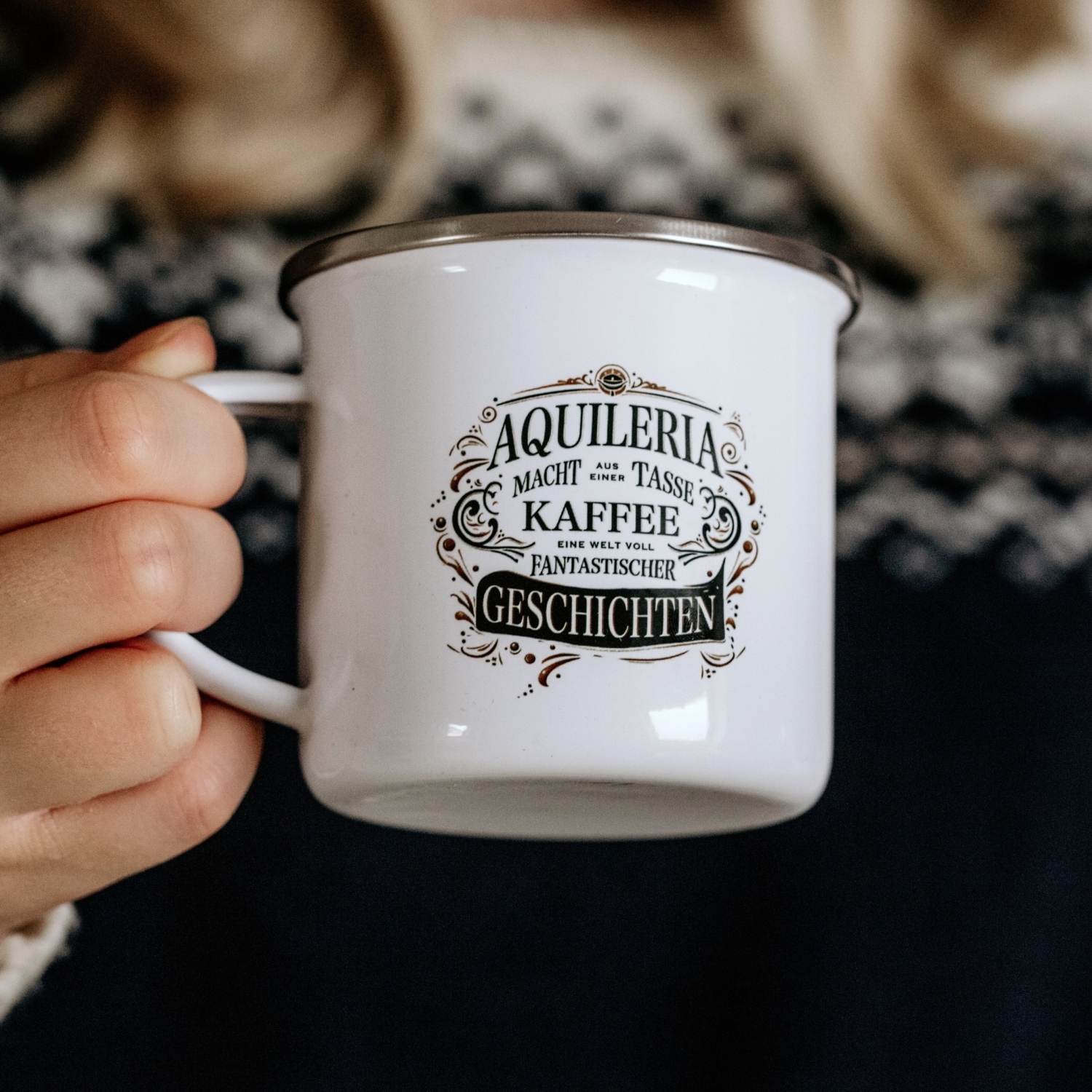 aquileria kaffeetasse fantastische geschichten shopmotiv pullover